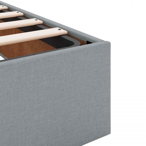Seng med opbevaring og madras 90 x 200 cm lysegrå fløjl