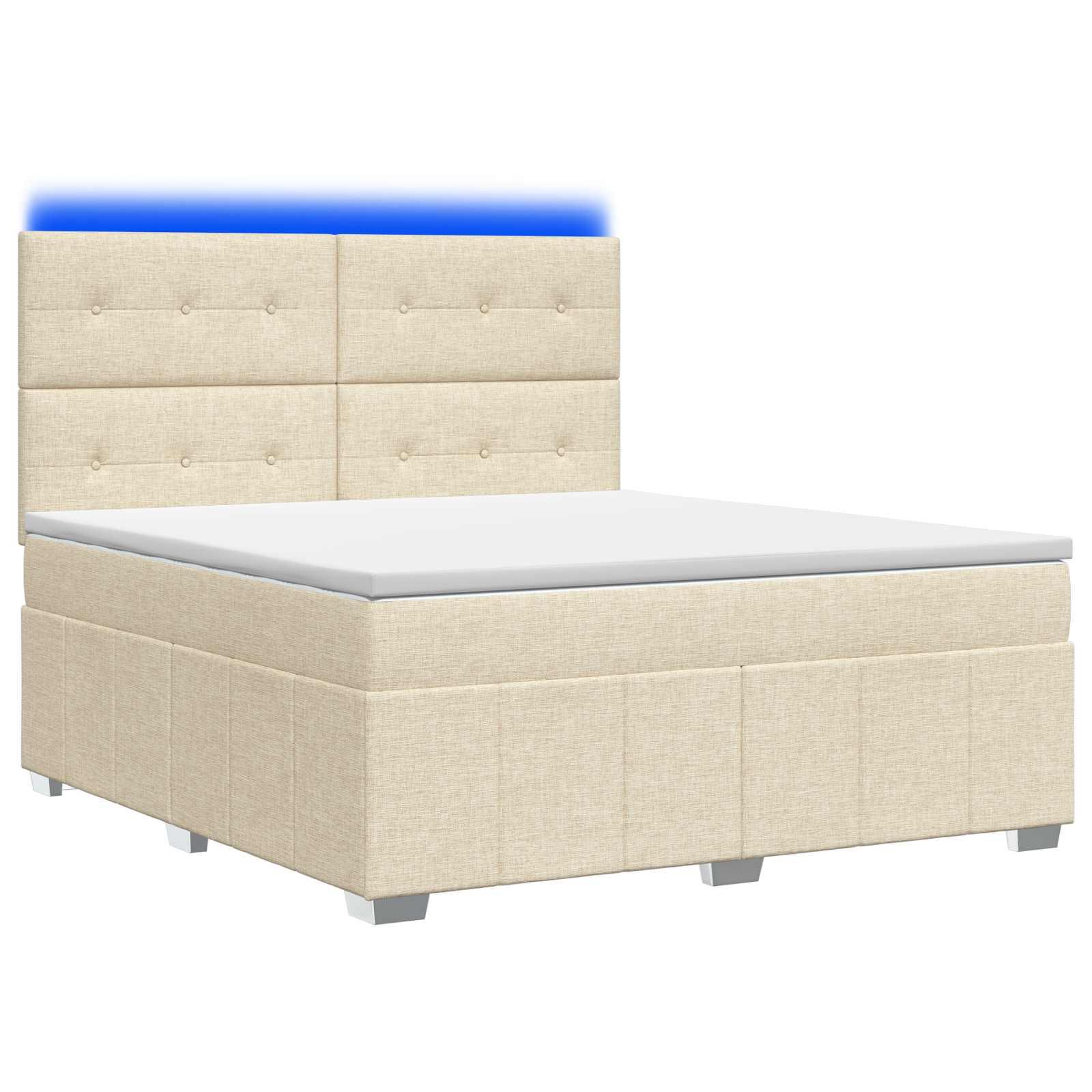 LED boksmadrasseng med madras 140 x 200 cm - cremefarvet stof