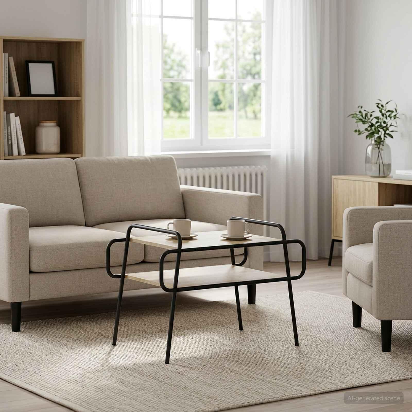 vidaXL Sofabord Sonoma-eg 70 x 50 x 51 cm Konstrueret træ