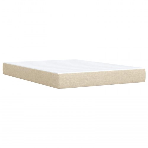 LED boksmadrasseng 140 x 200 cm med madras og justerbar hovedgavl - cremefarvet