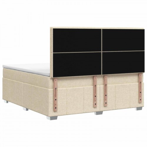 LED boksmadrasseng 140 x 200 cm med madras og justerbar hovedgavl - cremefarvet