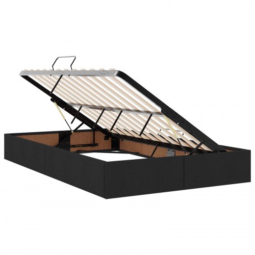 LED opbevaringsseng med madras 120 x 200 cm - sort stof
