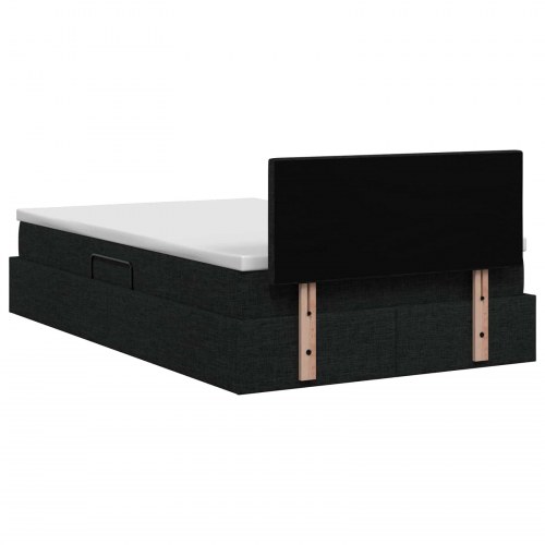 LED opbevaringsseng med madras 120 x 200 cm - sort stof
