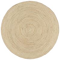 Håndlavet jutetæppe med spiraldesign 90 cm hvid