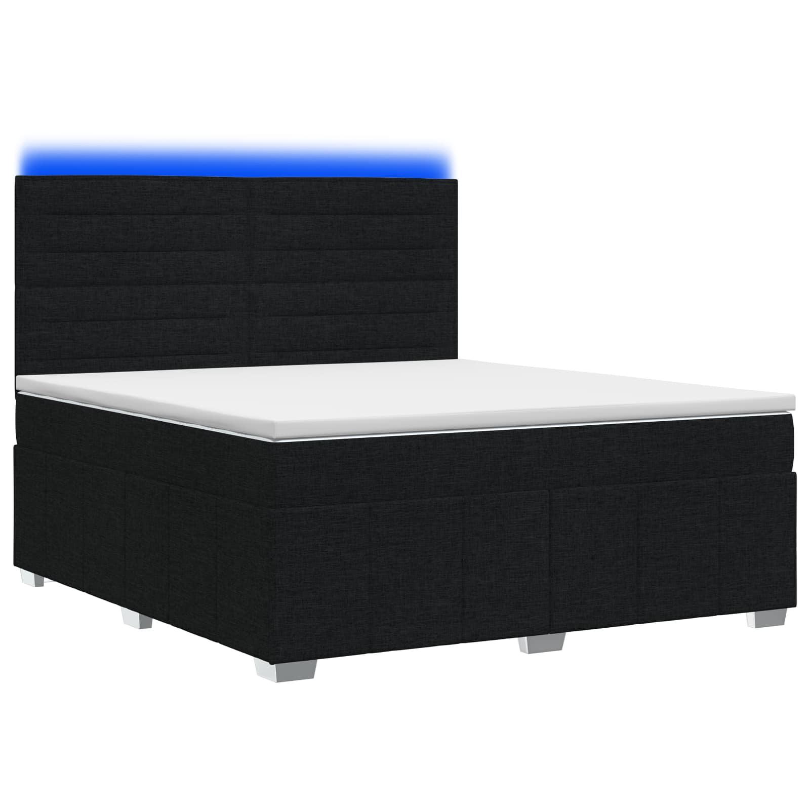LED boksmadrasseng med madras 140 x 190 cm i sort stof