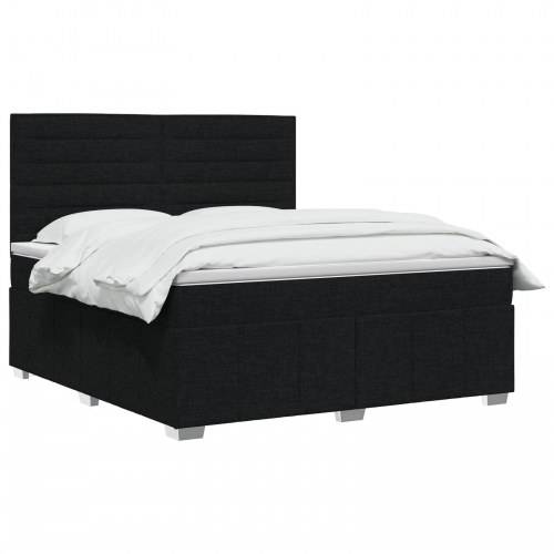 LED boksmadrasseng med madras 140 x 190 cm i sort stof