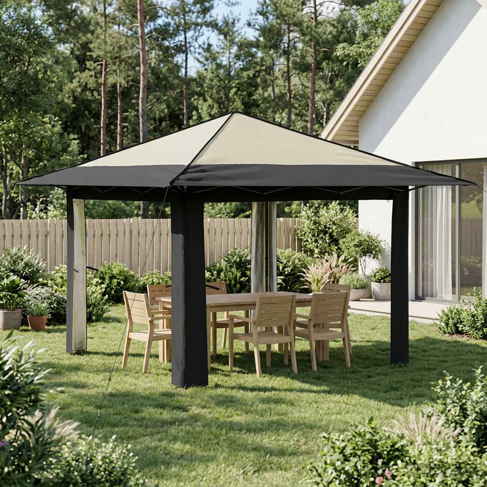 Gazebo uden sider 3,3 x 3,3 m creme og antracit