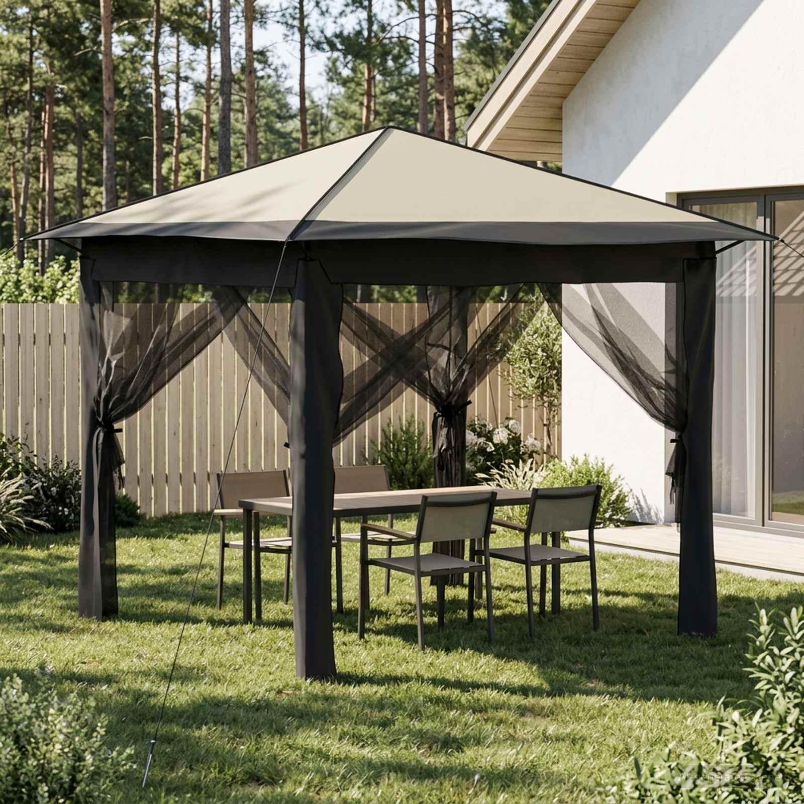 vidaXL Gazebo med 4 Sider 2,6 x 2,6 m Creme og antracit