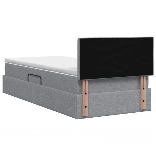 Seng med opbevaring og madras 90 x 190 cm lysegrå fløjl