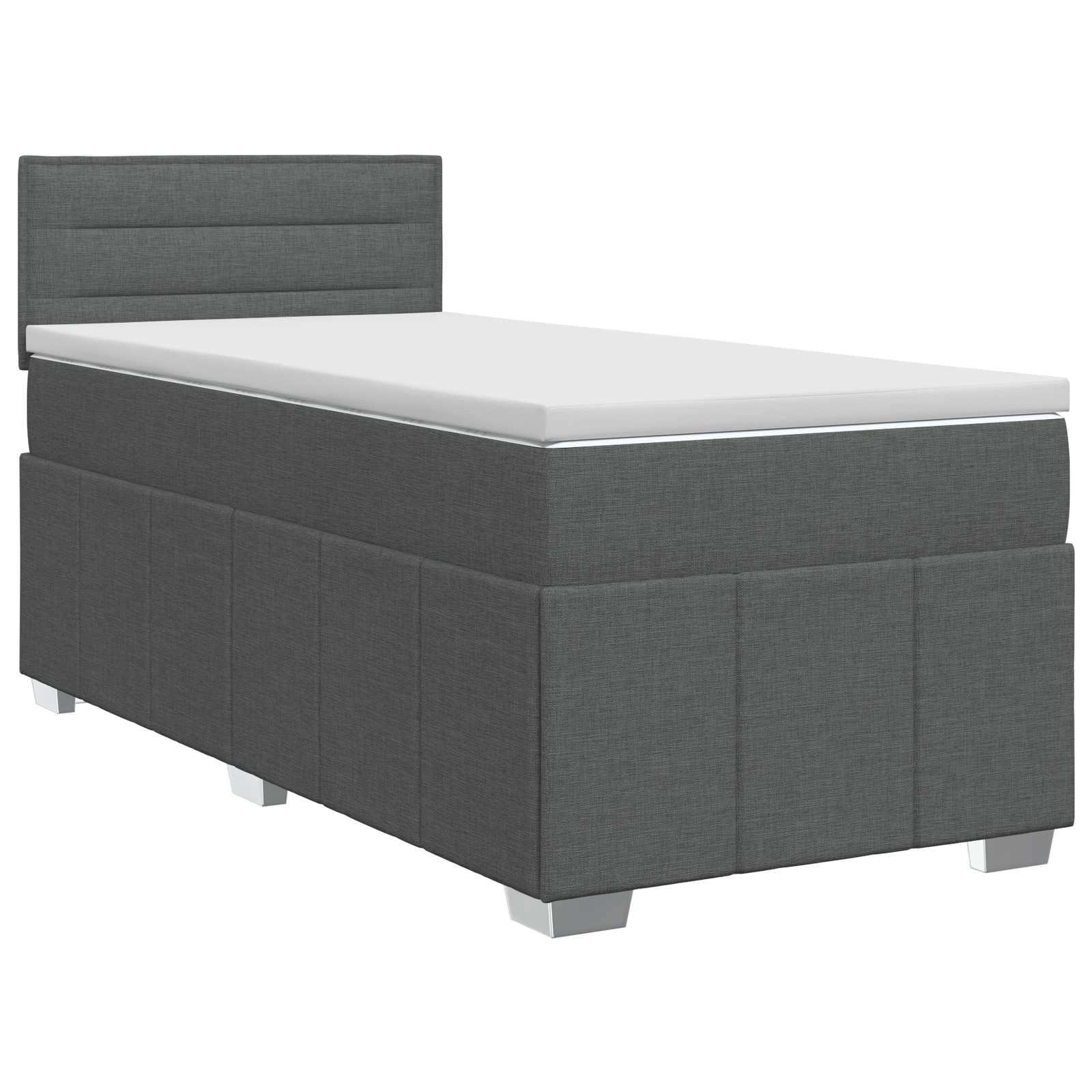 Boxmadras med topmadras 90 x 200 cm mørkegrå stof