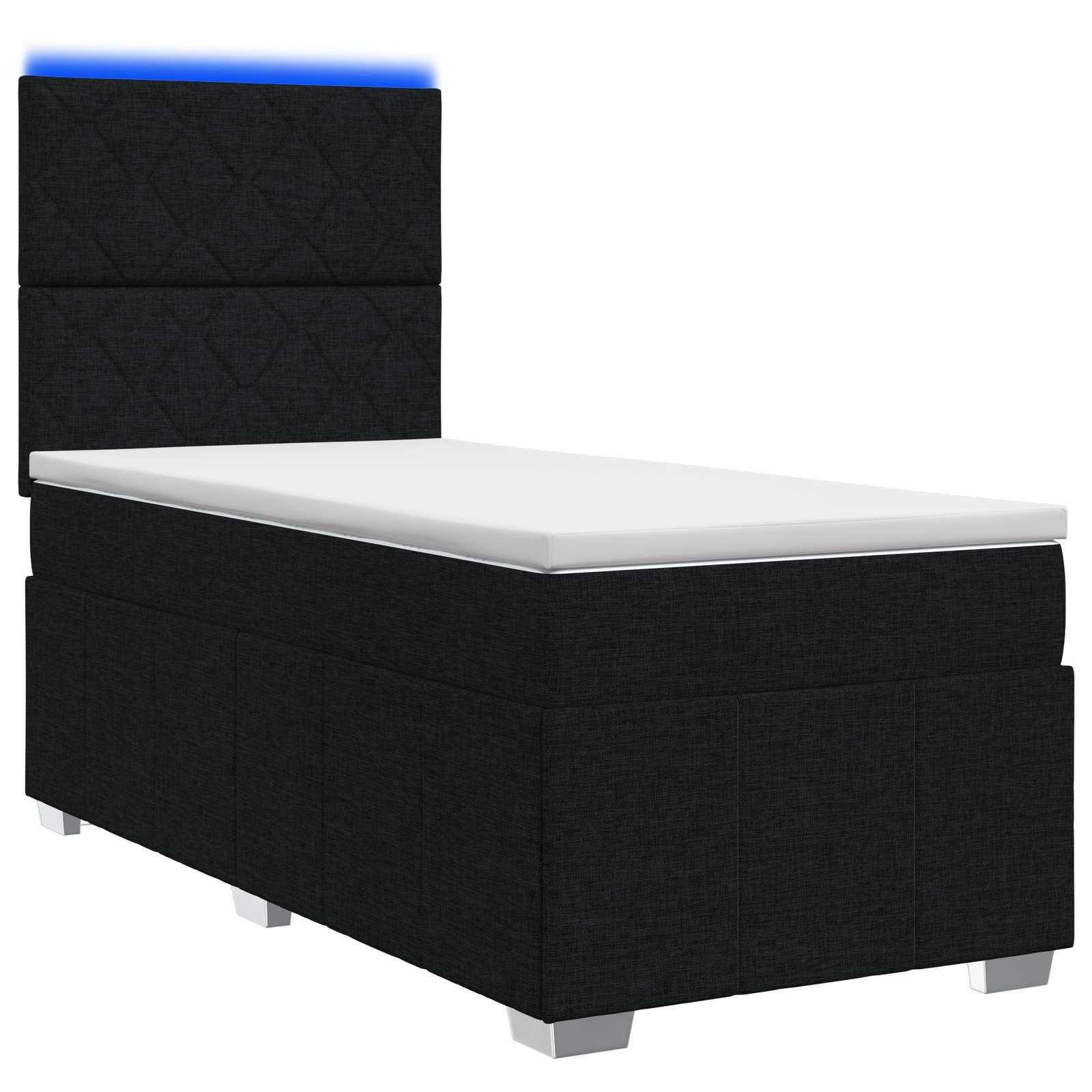 LED boksmadrasseng med madras 100 x 200 cm - sort stof