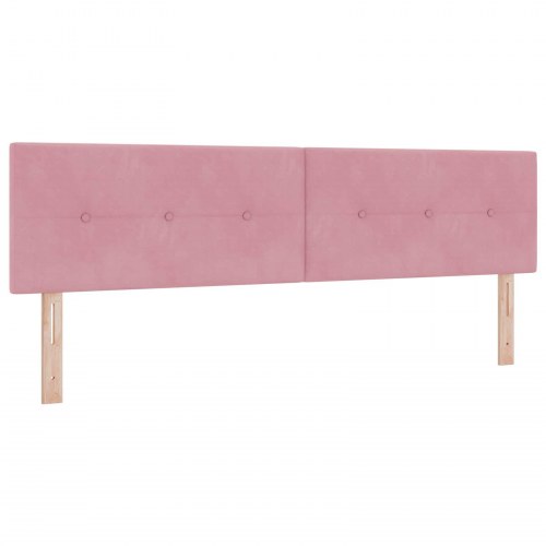 Boxmadras seng med topmadras 180 x 200 cm i lyserød fløjl med LED og justerbar hovedgavl