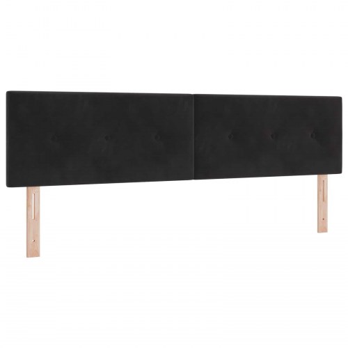 Boksmadras seng med topmadras og justerbart hovedgærde 180 x 200 cm sort fløjl