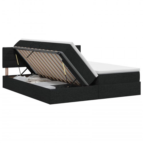 Seng med opbevaring og madras 140 x 190 cm sort