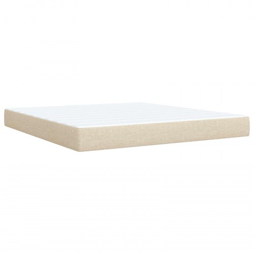 Seng med opbevaring og madras 180 x 200 cm cremefarvet stof