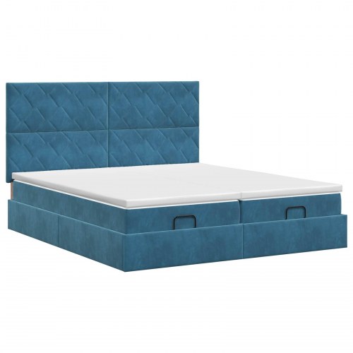 Ottoman seng med madras og hovedgærde 2 stk. 200 x 200 cm mørk blå fløjl