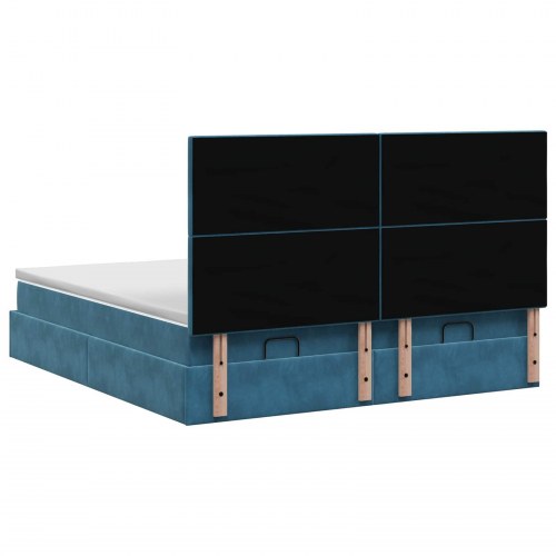 Ottoman seng med madras og hovedgærde 2 stk. 200 x 200 cm mørk blå fløjl
