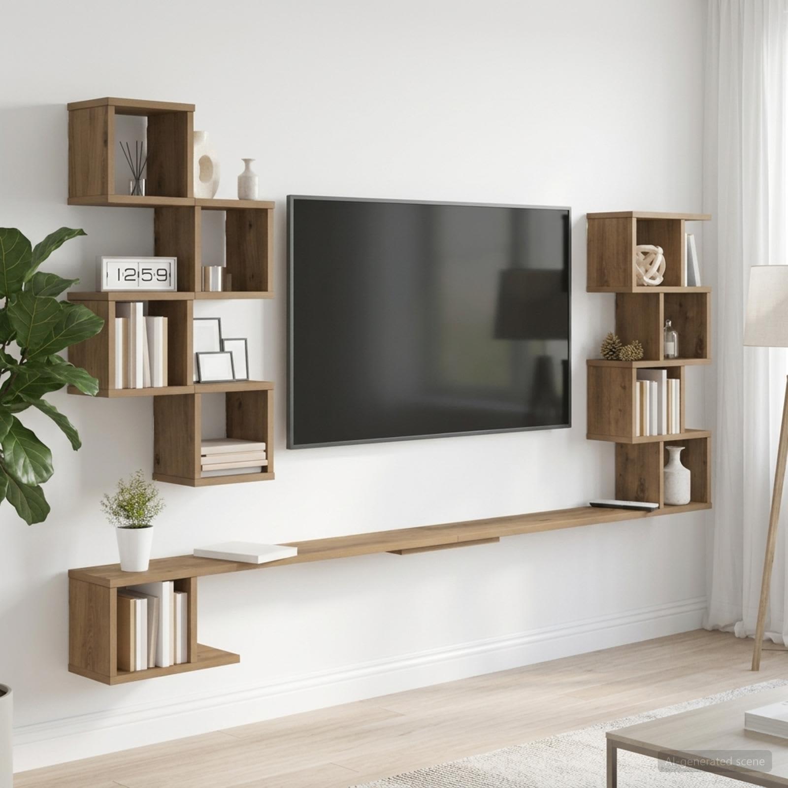 vidaXL Væghængt TV-hylde Artisan-eg 200 x 15 x 94 cm Konstrueret træ