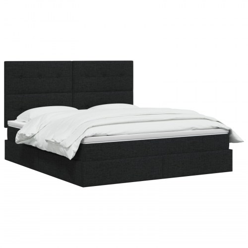 Seng med opbevaring og madras sort 180 x 200 cm stof