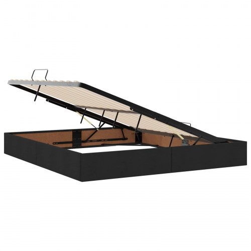 Seng med opbevaring og madras sort 180 x 200 cm stof