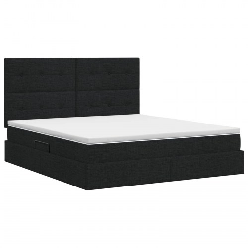 Seng med opbevaring og madras sort 180 x 200 cm stof