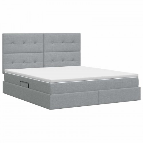 Seng med opbevaring og madras 140 x 200 cm lysegrå