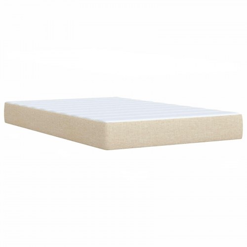 Opbevaringsseng med madras 120 x 200 cm cremefarvet stof