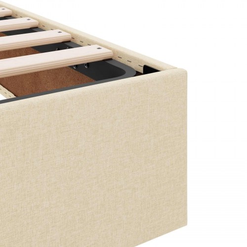 Opbevaringsseng med madras cremefarvet 120 x 190 cm stof