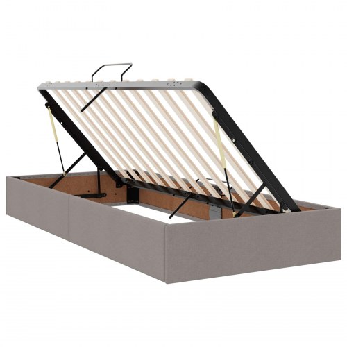Seng med opbevaring og madras gråbrun 90 x 200 cm stof