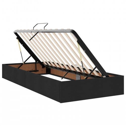 Seng med opbevaring og madras sort 90 x 200 cm stof