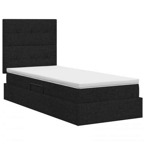 Seng med opbevaring og madras sort 90 x 200 cm stof