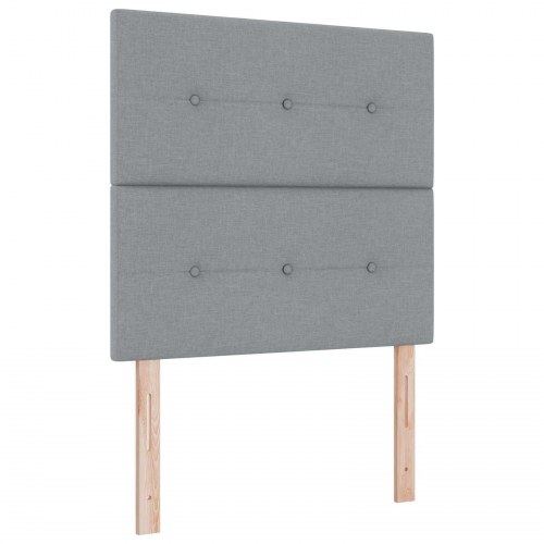 Seng med opbevaring og madras 90 x 190 cm lysegrå stof