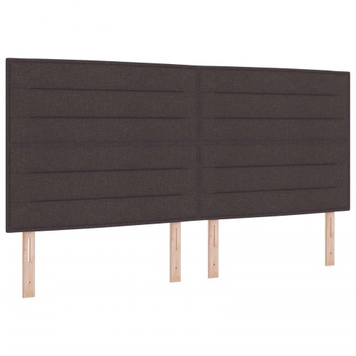 LED boksmadrasseng med madras 200 x 200 cm - mørk brun stof