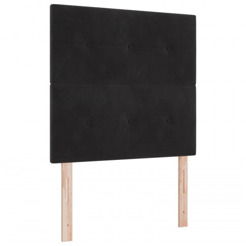 LED boksmadrasseng med opbevaring og madras 90 x 190 cm sort fløjl