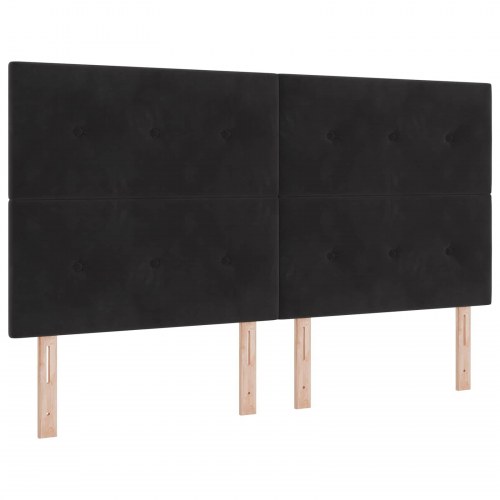 Ottoman seng med madras og hovedgærde 180 x 200 cm sort fløjl
