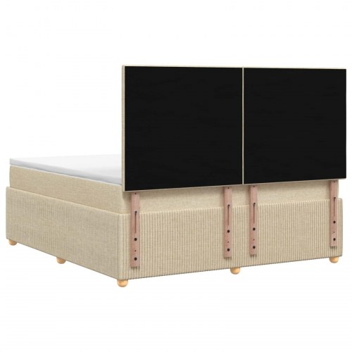 LED boksmadrasseng med madras 180 x 200 cm cremefarvet stof