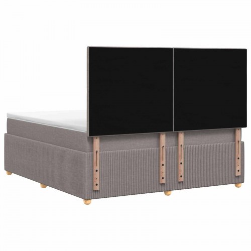 LED boksmadrasseng med madras 180 x 200 cm gråbrun stof