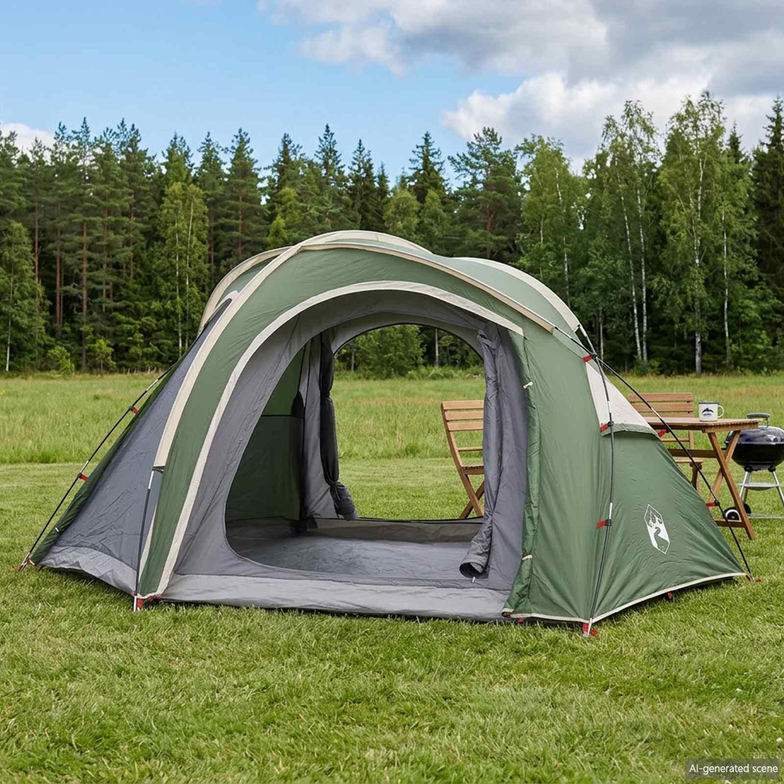 vidaXL Trekking telt med regnslag vandafvisende 3-personers Grøn