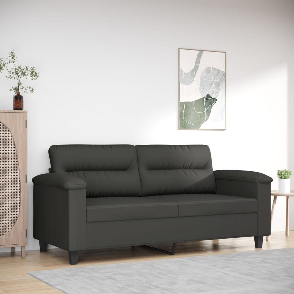 2-personers sofa i mikrofiberstof 140 cm - mørkegrå
