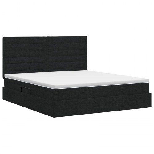 Opbevaringsseng med madras 140 x 190 cm - sort stof
