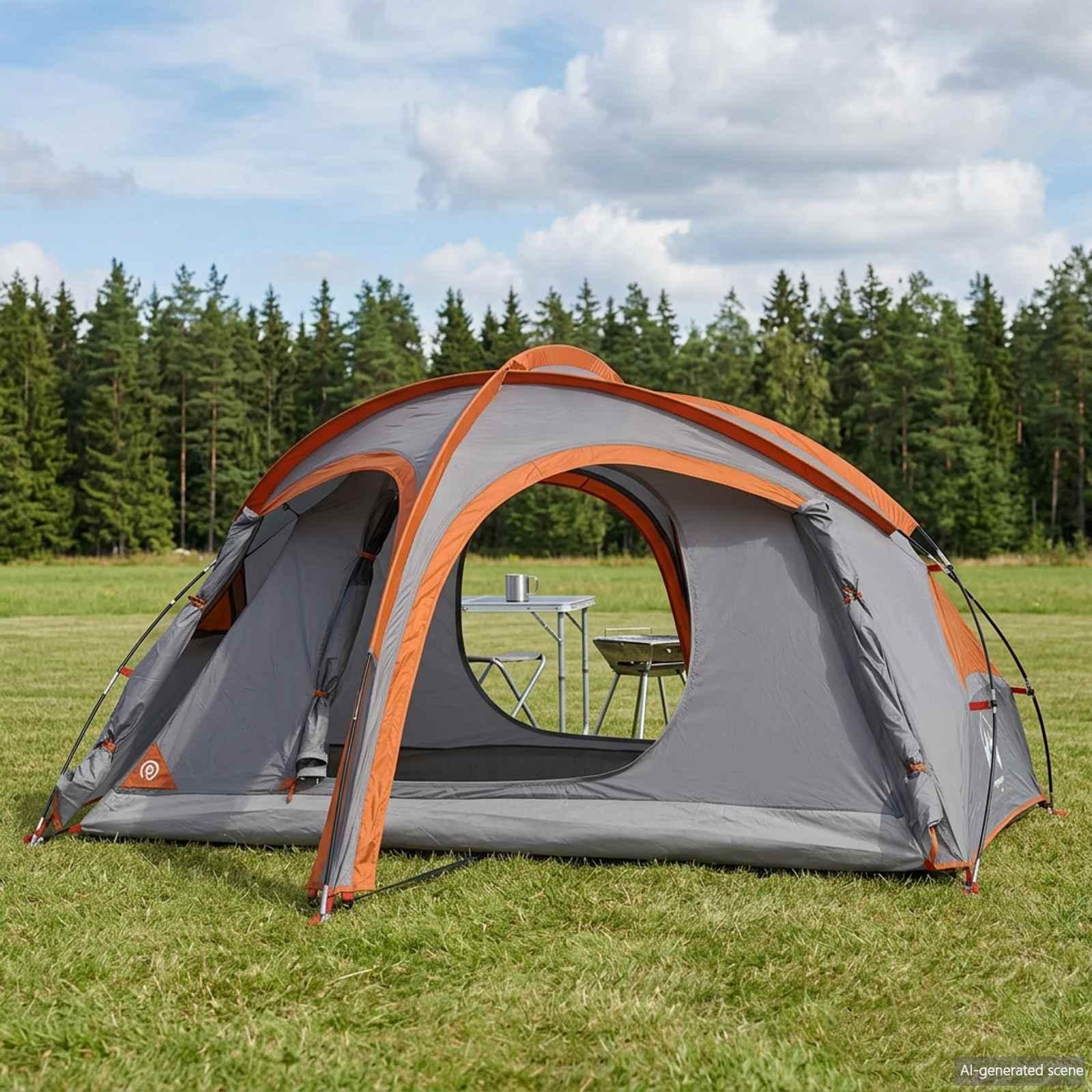 Trekking telt til 2 personer med regnslag - vandafvisende grå/orange