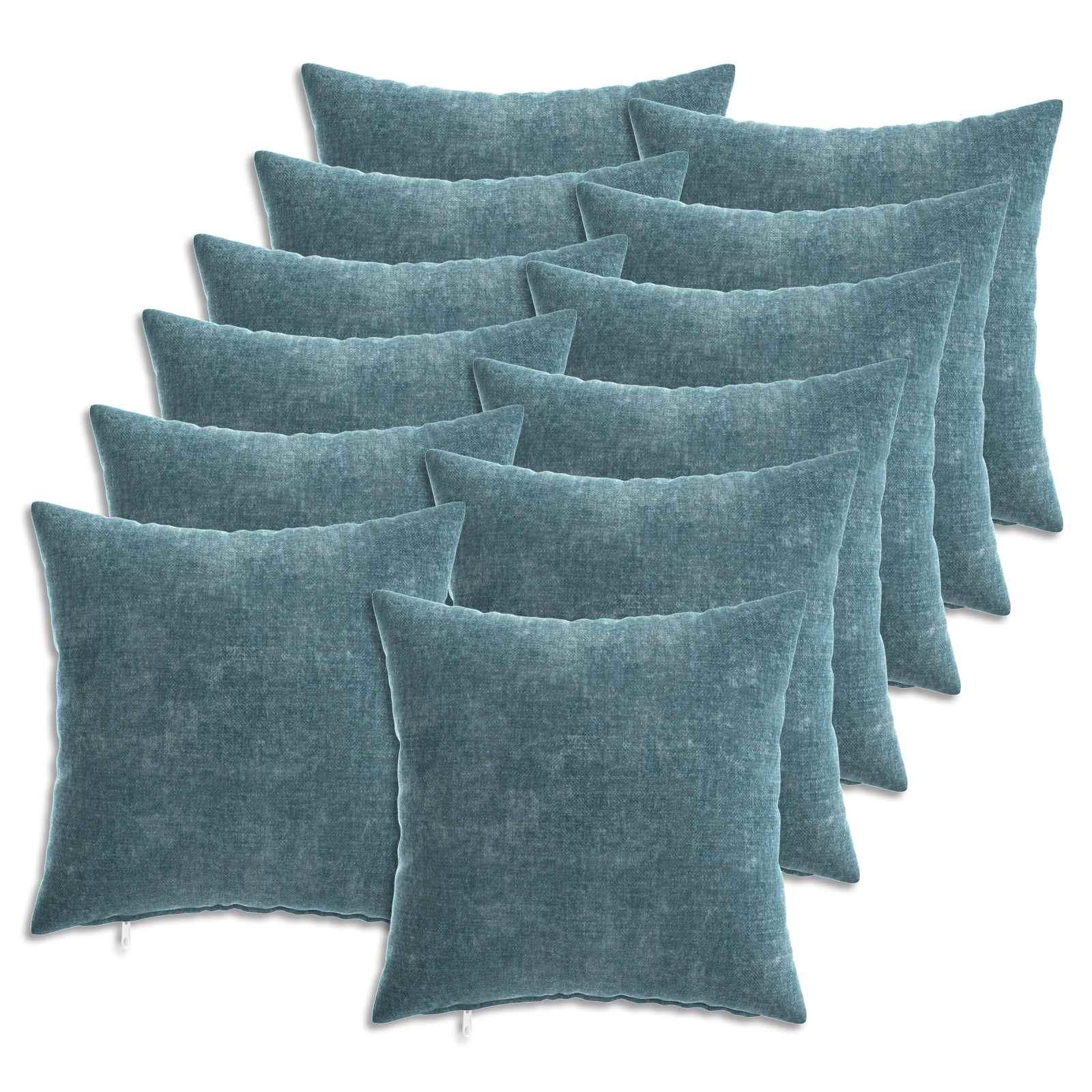 Pudebetræk HEERLEN blå 40 x 40 cm chenille stof 12 stk.