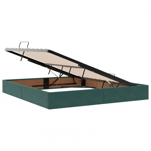 Opbevaringsseng med hovedgærde 180 x 200 cm i mørkegrøn fløjl