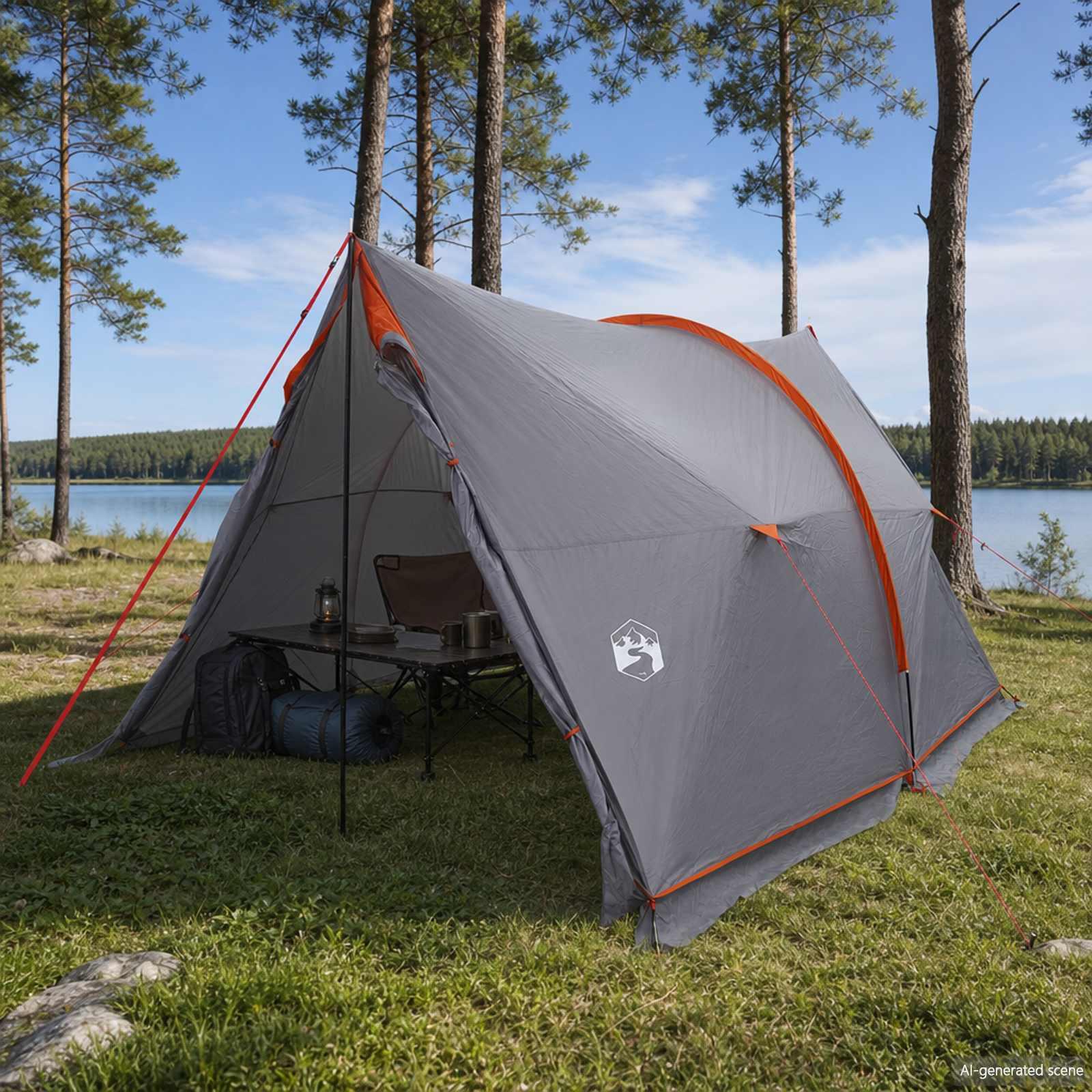 Vandafvisende canopy telt grå og orange 344 x 282 x 204 cm