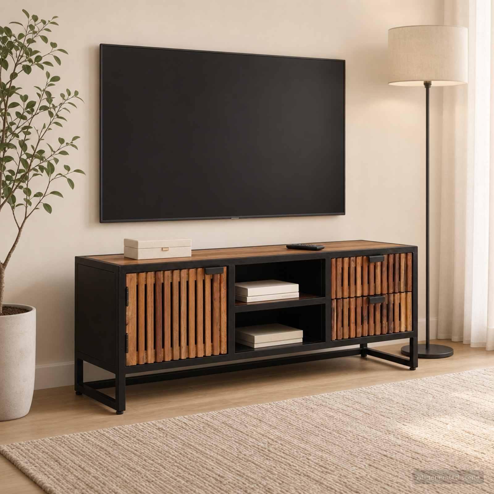 vidaXL TV-skab 105 x 30 x 40 cm Massivt Mango Træ og Ingeniørtræ