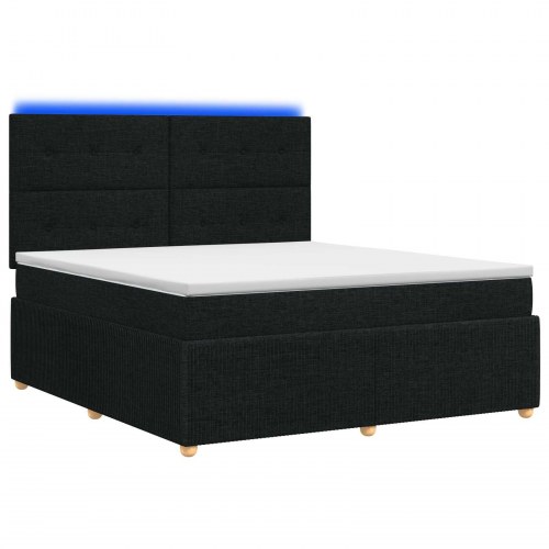 LED boksmadrasseng med madras 160 x 200 cm - sort stof