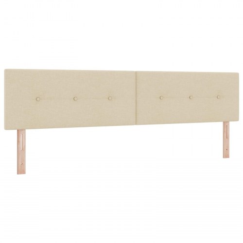 Boxmadras seng med topmadras 200 x 200 cm cremefarvet stof med LED