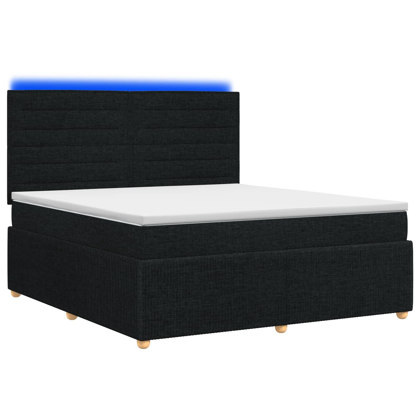 LED boksmadrasseng med madras 160 x 200 cm i sort stof