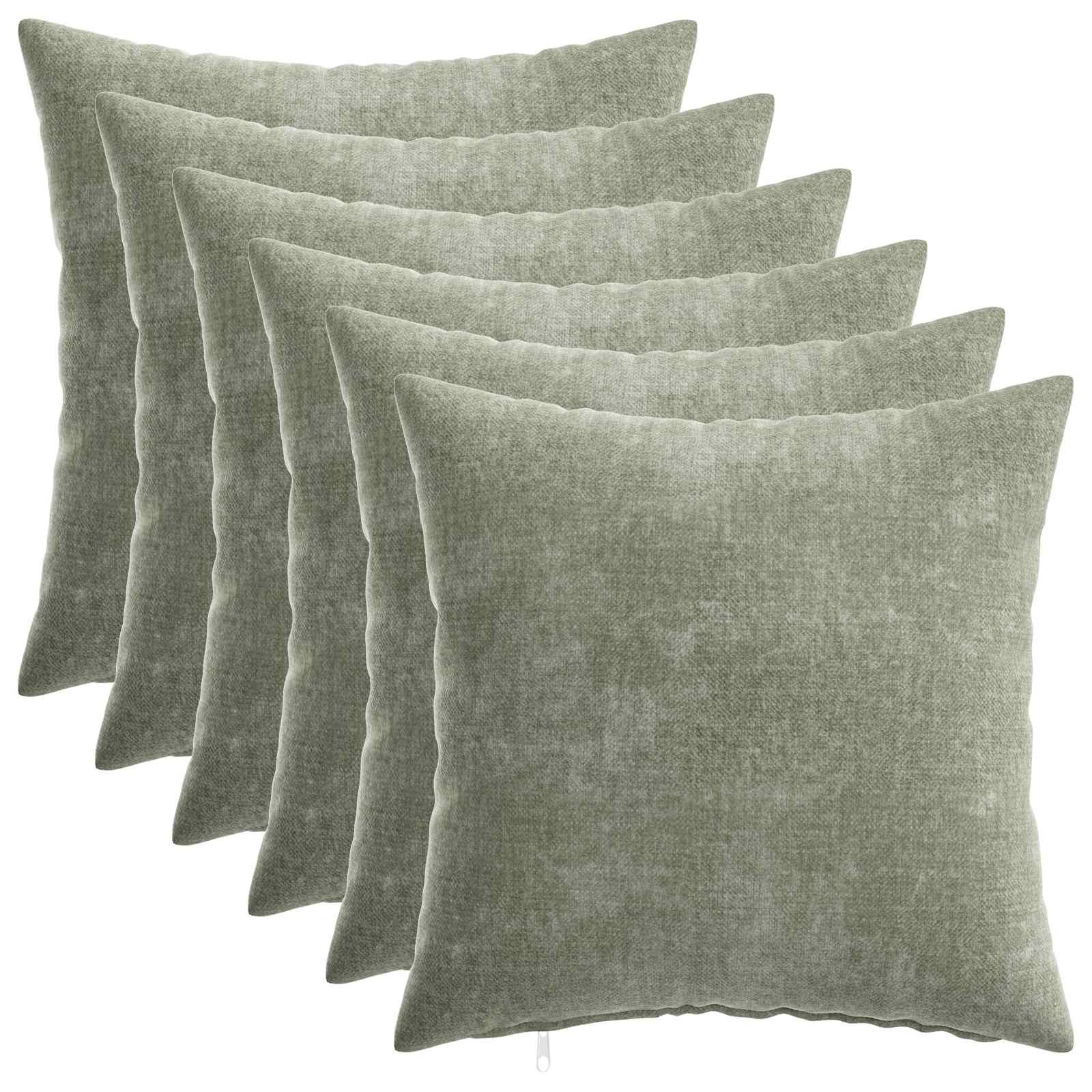 Pudebetræk 6 stk. HEERLEN grøn 30 x 30 cm i chenille stof