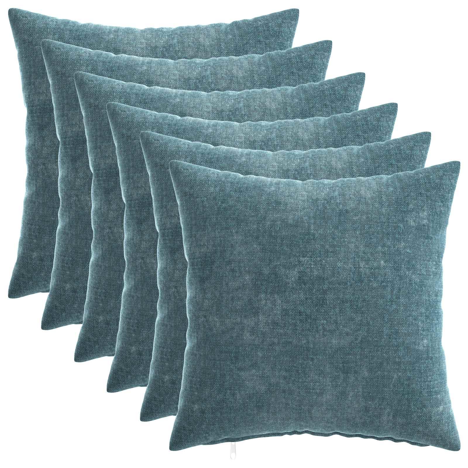 Pudebetræk 6 stk. HEERLEN blå 30 x 30 cm i chenille stof